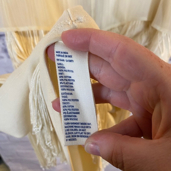 American Eagle Outfitters Cream Fringe Flapper Dress Fearless NWT Size 6 - Picture 7 of 7